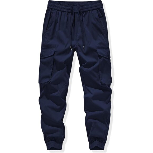 Men's Casual Cargo Joggers Pants Stretch Elastic Waist Drawstring Tapered Sweatp - Picture 7 of 9